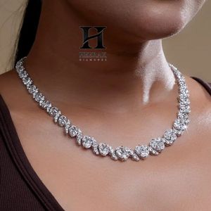 Collier de luxe en diamant ovale, plaqué platine, en argent, coupe ovale conique, style tennis, pour mariée, vente en gros, bijoux fins - Product Image 5