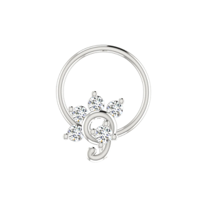Bijou de piercing en or 14 carats, design floral, diamant naturel 0,1 ct, clou de nez, style ethnique, pour femme - Product Image 3