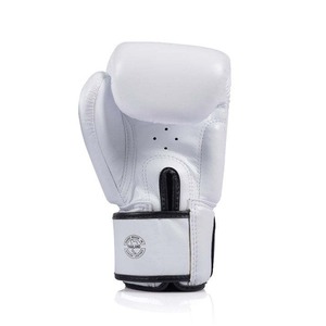 Fairtex White Boxing <b>Gloves</b> Genuine Leather Full Finger Hook & Loop Closure Adults Training Kickboxing Muay Thai <b>Gloves</b> - Product Image 5