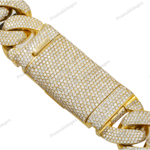 สร้อยคอเงินแท้ 925 แบบ Cuban Link ขนาด 32 มม. ยาว 22 นิ้ว ประดับเพชร Moissanite ความใส VVS คุณภาพสูง สไตล์ฮิปฮอป ชุบทอง GRA - Product Image 2