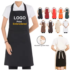 Delantal Unisex de Algodón Beige con Bolsillo para Restaurante o Bar, Tejido de Punto, Tirantes Ajustables, Manga Corta, Uniforme para Camareros - Product Image 6
