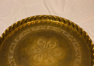 Stylish Brass Metal Moroccan <b>Round</b> <b>Tray</b> Handcrafted Dining <b>Tray</b> For Traditional Serving And Elegant Interior Decoration Ideas - Product Image 3