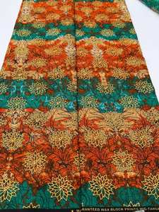 Tissu en Coton Cire Africain de Super Qualité 6 Yards, Motif Cire Doré Grand avec Vrai Or, Pagne Hollandais Ankara Kinshasa - Product Image 6