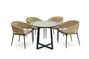 Arthur Traditional Taste Asian Design <b>Rattan</b> <b>Dining</b> Room Furniture <b>Dining</b> <b>Table</b> Set Tempered Glass Top Handmade Indonesia Home - Product Image 4