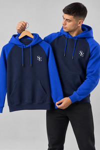 Sweat à capuche d'hiver haut de gamme 100% coton bicolore, pull streetwear décontracté oversize avec blocs de couleur personnalisés, service OEM, coupe carrée, vente en gros - Product Image 3
