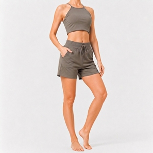 Conjunto de ropa de verano a juego para mujer, camiseta sin mangas y pantalones cortos suaves con cordón, atuendo informal - Product Image 2