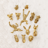 Collection de boutons de meuble en laiton massif faits à la main, finition dorée, design traditionnel, singe, lapin, cerf, chien, pour armoire et tiroir