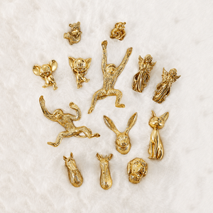 Handcrafted Solid Brass Animal Cabinet Knob Collection Golden Finish Monkey Rabbit Deer Dog Cat Decorative <b>Drawer</b> <b>Pull</b> - Product Image 1