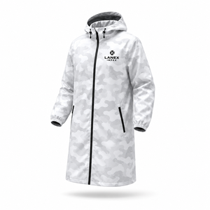 Custom White <b>Camo</b> Long Hooded Waterproof Rain <b>Jacket</b> Windproof Breathable Outdoor Raincoat for <b>Men</b> Women Hiking Fishing Camping - Product Image 1