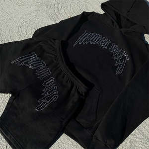 Ensemble 2 pièces vintage personnalisé pour homme : sweat à capuche court et short délavé, effet usé, avec logo imprimé et effet soleil éclairé - Product Image 6