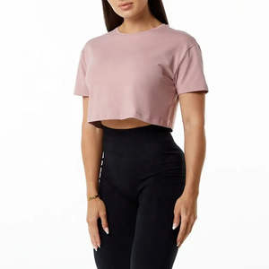 Camiseta Corta de Lona Transpirable con Cuello Redondo y Manga Corta para Mujer, Ajuste Delgado, Moda Nueva 2026, Venta al por Mayor, Informal, Cómoda para Gimnasio, Personalizable - Product Image 4