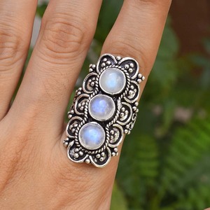 Moonstone <b>Ring</b> 925 Sterling <b>Silver</b> Handmade Gemstone Jewelry Elegant <b>Statement</b> eco friendly jewelry <b>Ring</b> for Women Gift - Product Image 4
