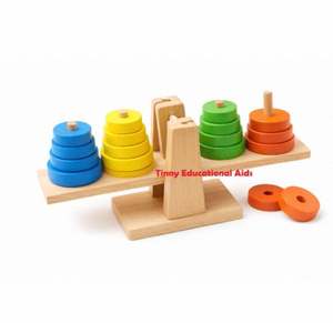 Báscula Educativa de Madera con Fichas Redondas, Venta al por Mayor, Balanza de Madera Redonda para Juegos - Product Image 6