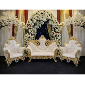 Maharaja Style Wedding <b>Sofa</b> Set With Chairs Dreamlike Modern White <b>Gold</b> King & Queen Loveseat <b>Sofa</b> Reasonable Price Australia - Product Image 1