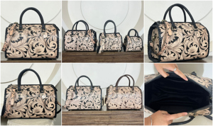 Wholesale Handcrafted Genuine Cow Leather Floral Pattern Speedy <b>Bag</b> for Women's Western Style with Crossbody <b>Shoulder</b> Purse - Product Image 3