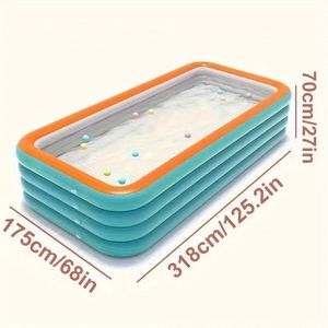 Extra Large 4 strati piscina gonfiabile da 125.2 pollici durevole PVC blu piscina arancione bordo per giardino esterno feste Patio - Product Image 4