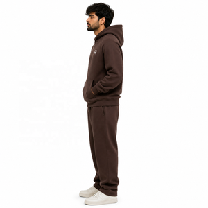 Ensemble de survêtement et de jogging à capuche zippé en molleton de coton premium, deux pièces, vêtements de sport, sweats à capuche, production en gros OEM ODM - Product Image 4