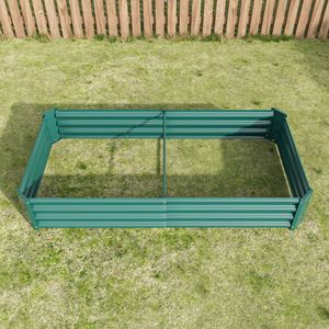 Fioriera Rettangolare Rialzata in Metallo per Esterni 6x3x1 piedi per Fiori, Verdure e Piante - Verde per Vivere all'Aperto - Product Image 6