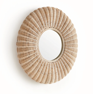 Miroir rond en rotin design, fait main, brillant, décoratif, pour la décoration intérieure moderne de la maison, chambre à coucher, salon - Product Image 4