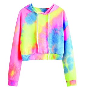 American Streetwear Autumn Winter Casual Washed Embroidered Oversized New Fashion Women's Streetwear Crop <b>Top</b> Hoodie - Product Image 1