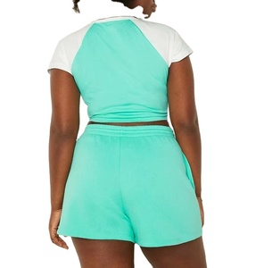 Ensemble 2 pièces personnalisé pour femmes Ensembles courts 2 pièces pour femme Ensemble short oversize confortable de couleur unie pour femmes - Product Image 6