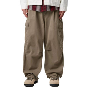 Pantalones Cargo Premium para Hombre, Corte Relajado, Sarga de Algodón Teñida, Múltiples Bolsillos, Estilo Urbano y de Trabajo, Personalizables OEM - Product Image 1