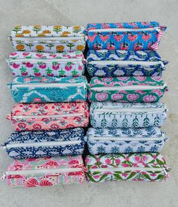 Indian Floral Quilted Cosmetic Pouch Small Cotton Pen Pencil Pouch, Mini <b>Makeup</b> <b>Brush</b> Bag, lipstick storage bag Pencil <b>Case</b> - Product Image 5