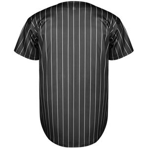 Baseball Jersey Black White Pinstripe Short Sleeve Button Front Unisex Adult Moisture Wicking Polyester Sport Apparel - Product Image 2