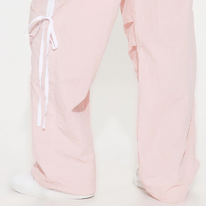 <b>Womens</b> Casual Loose Fit Parachute Pants Adjustable Waistband Wide Leg Streetwear Cargo <b>Trousers</b> Wholesale OEM - Product Image 5