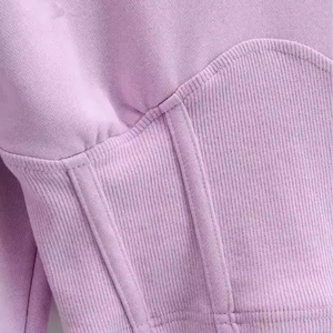 Sweat-shirt court à manches longues en coton pour femme, personnalisable avec logo, idéal pour la vente en gros - Product Image 2