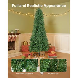Albero di Natale Artificiale Preilluminato da 180 cm con 240 Luci LED Colorate, 11 Modalità di Illuminazione, Albero di Natale Realistico da 180 cm per le Festività - Product Image 3