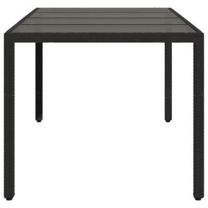 Mesa de Jardín de Ratán Sintético Negro con Acero con Recubrimiento en Polvo y Vidrio Templado, Muebles de Patio Duraderos - Product Image 5