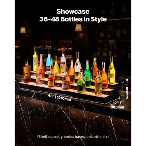 Espositore per Bar a 3 Livelli Illuminato a LED da 48 Pollici in Acrilico con Telecomando RF e Controllo App per Bottiglie di Liquore - Product Image 4
