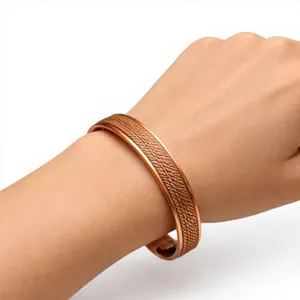 Traditional Ayurvedic Engraved Star Pattern Solid Copper Health Bracelet Fashionable Metal Jewelry Exquisite Design - Product Image 5
