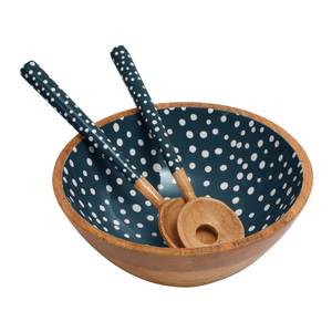 Bol en bois fait main avec motif de feuilles vertes, design rétro, pour servir les aliments et la décoration de la maison - Product Image 6