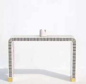 Mesa de Centro Moderna de Último Diseño con Incrustaciones de Hueso de Resina, Forma Natural, Hecha a Mano, Duradera, Ecológica y con Altura Ajustable - Product Image 3