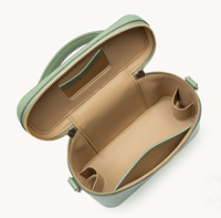 Étui à cosmétiques en cuir de taille moyenne avec fermeture à glissière, style élégant, poignée souple, sac de maquillage de voyage, couleur marron