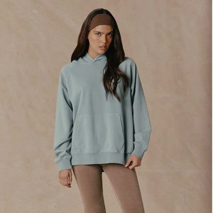 Sweat-shirt à capuche surdimensionné pour femmes en polaire uni à manches longues avec poches en coton respirant et fibre de bambou pour l'automne - Product Image 5