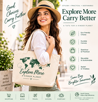 Bolsa de Lona con Estampado Personalizado del Mapa del Mundo para Viajes, Compras y Uso Diario