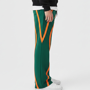 Custom Embriordery Logo Loose Fit Wide Leg Baggy Sweatpants 100% Cotton All Over Stripes Streetwear Joggers For Men - Product Image 5