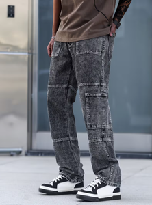 Pantalones Vaqueros Casuales de Corte Moderno para Hombre, Cómodos para el Día a Día, Pantalones Cargo de Mezclilla Lavada con Múltiples Bolsillos y Cintura Media - Product Image 3