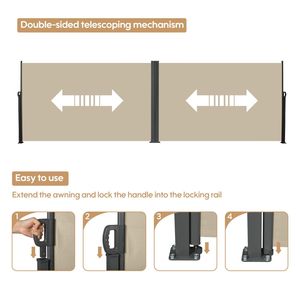 Toldos Laterales Retráctiles Beige de 276 x 71 Pulgadas, Impermeables y Resistentes a los Rayos UV, Pantalla de Privacidad Enrollable para Balcón - Product Image 2