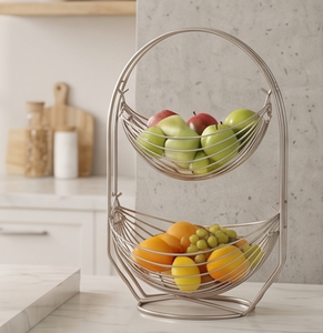 Modern Metal <b>Wire</b> <b>Storage</b> <b>Basket</b> Set Double Tier Circular Design Hanging Organizers For Kitchen Pantry Multi Purpose Use - Product Image 6