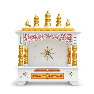 Templo hindú tradicional indio hecho a mano, de madera, para la práctica religiosa de Pooja, para colgar en la pared o colocar sobre una mesa, para el hogar y la oficina. - Product Image 3