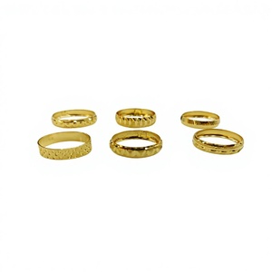 Luxury 22K Solid <b>Gold</b> <b>Rings</b> <b>Set</b> Unisex Real Yellow <b>Gold</b> Band Diamond Cut Texture Daily Wear Fine Jewelry Anniversary Gift - Product Image 1