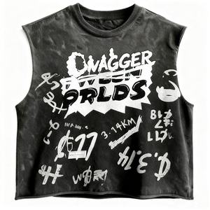 Débardeur Homme Oversize Personnalisable OEM 2026 – Effet Délavé Acide, Graffiti, Style Vintage Streetwear, Coton Vieilli Y2K Respirant - Product Image 1