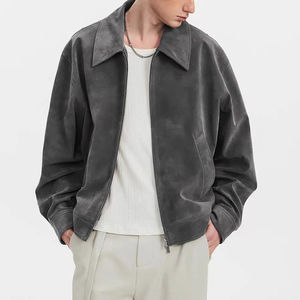 Vestes en cuir véritable pour hommes, style streetwear, prix d'usine, logo personnalisé, vestes en cuir véritable durables - Product Image 2