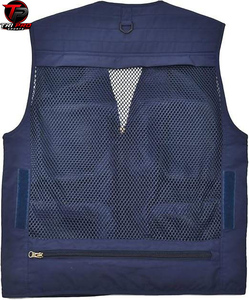 Men Outdoor Blue <b>Utility</b> <b>Vest</b> V-Neck Multi-Pocket Hunting Fishing Travel <b>Vest</b> Breathable Lightweight Sleeveless Jacket <b>vest</b> - Product Image 6
