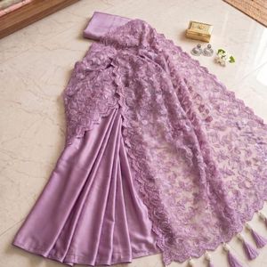 Sari de seda bordado elegante y de primera calidad con encaje floral y blusa a juego, precio al por mayor por Royal Export - Product Image 4