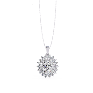 AMBER JEWELS Collier unisexe en argent plaqué 925 avec pendentif flocon de neige en moissanite, serti en canal, chaîne de luxe minimaliste pour fiançailles - Product Image 1